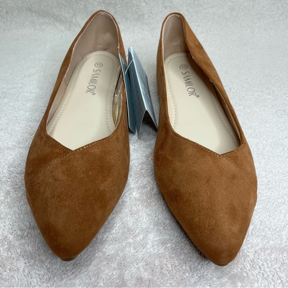 Samilor Faux Suede Pointed Toe Ballet Flats-Women’s 10-Brown-Classic-Casual-NEW - Picture 5 of 12